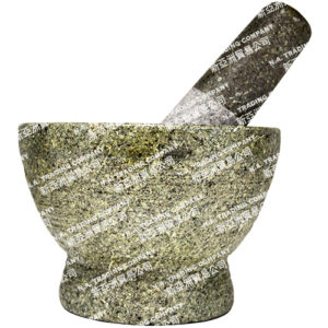 KW056-2 GREEN STONE MORTAR & PESTLE - 6 INCHES